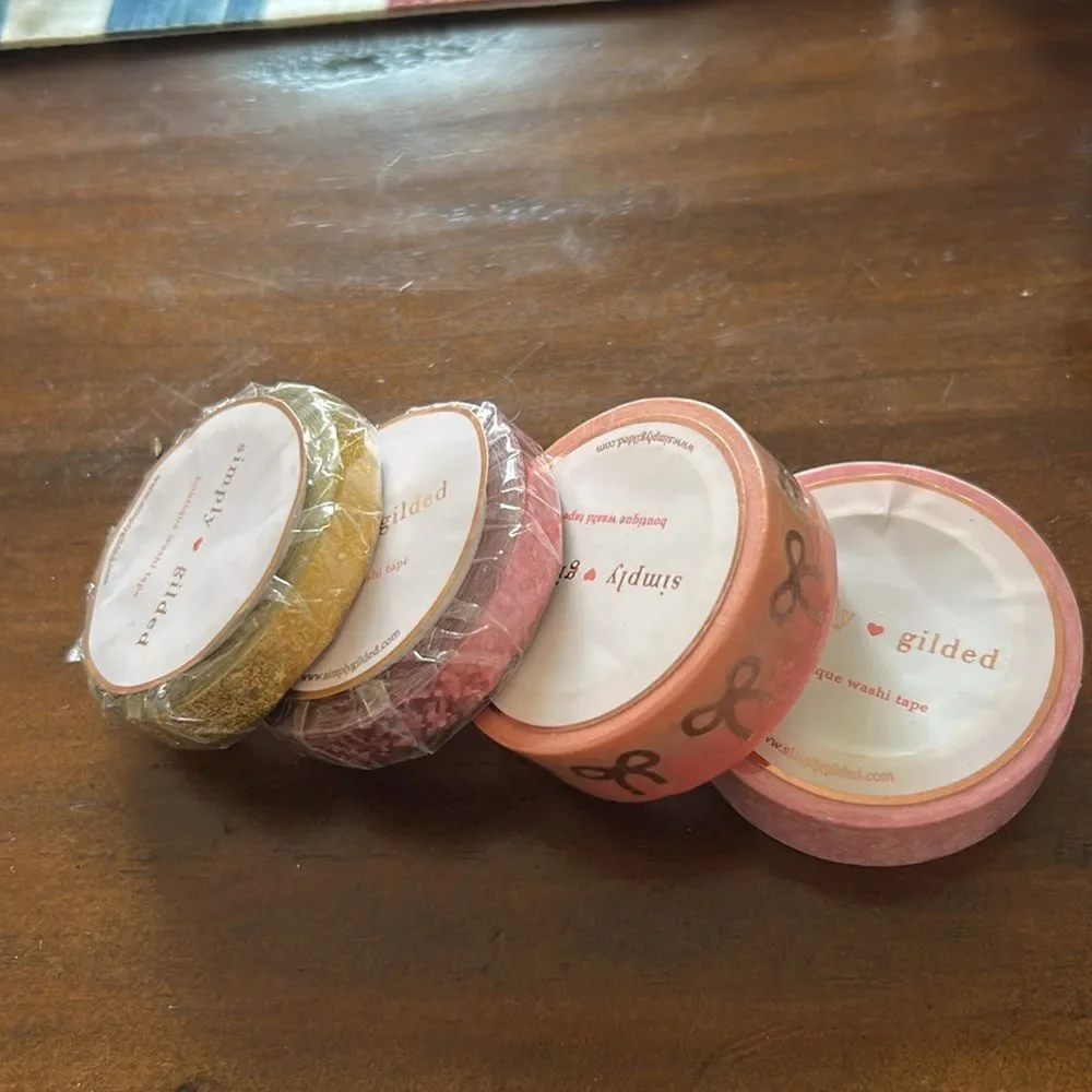 Simply Gilded Pink Bow Washi tape holder plus 4 new washi tapes